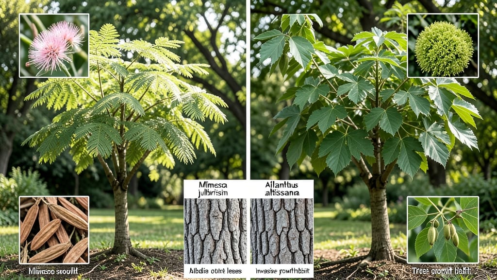 Mimosa Tree vs Tree of Heaven: Fast-Growing Giants Compared