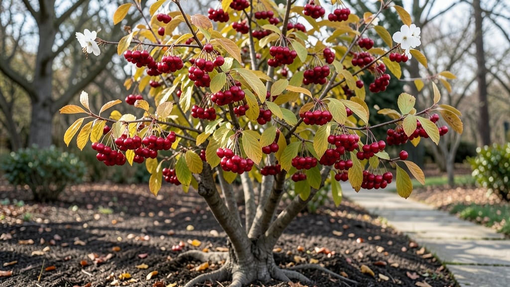 Tree Red Berries White Flowers: Year-Round Privacy Screen With Bold Color