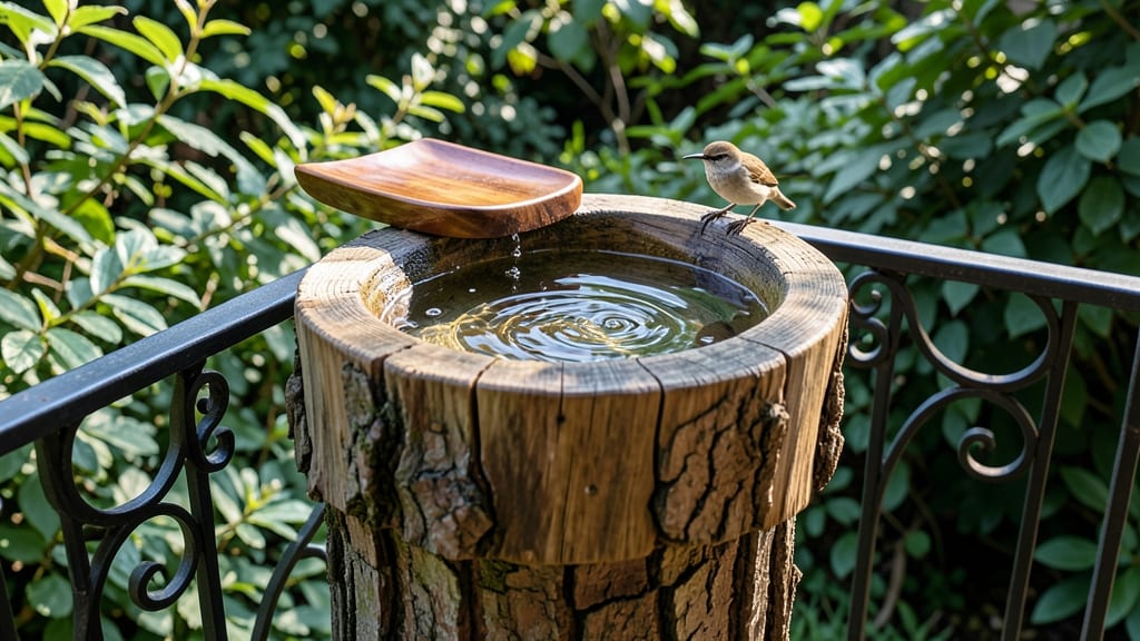 Stump Bird Bath with Integrated Nesting Ledges