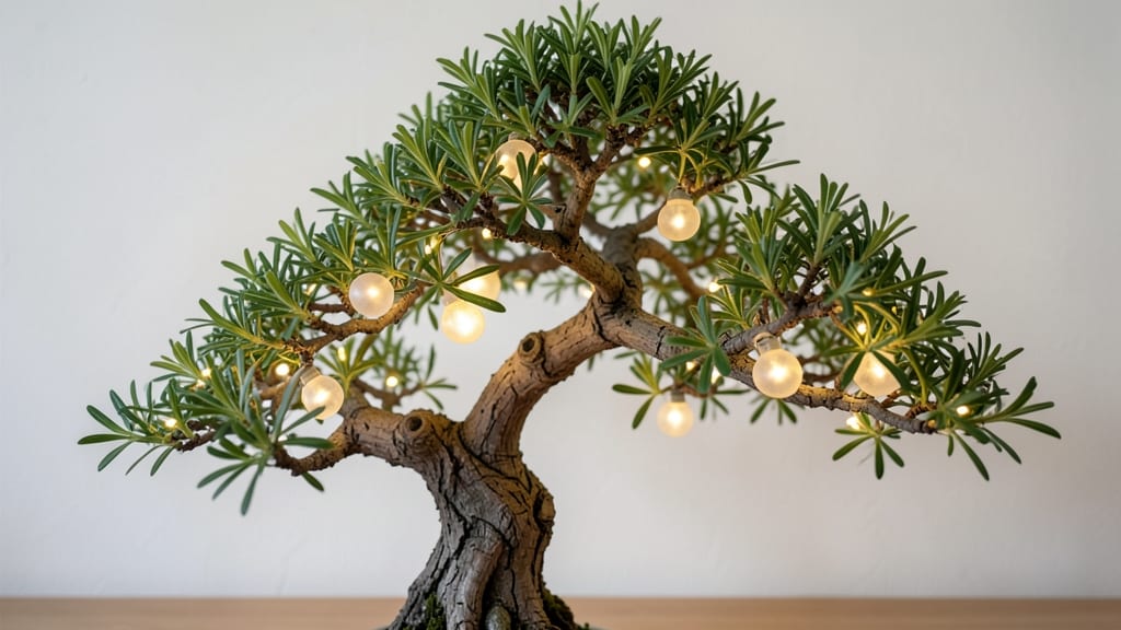 Fairy Light Bonsai Tree with Glowing Orbs