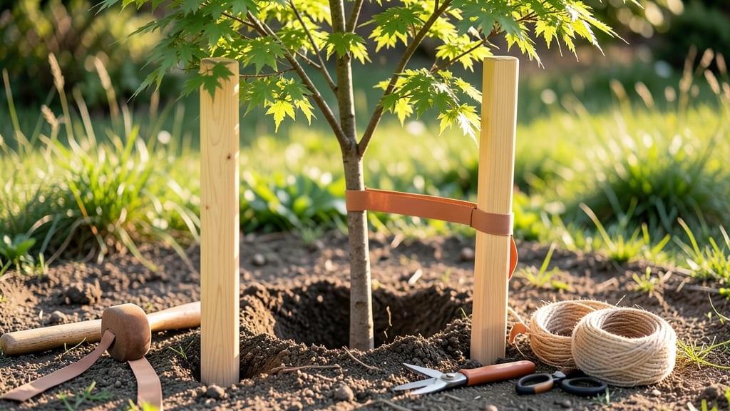 How to Stake a Tree with 2 Stakes: Diagonal Support for Stronger Roots