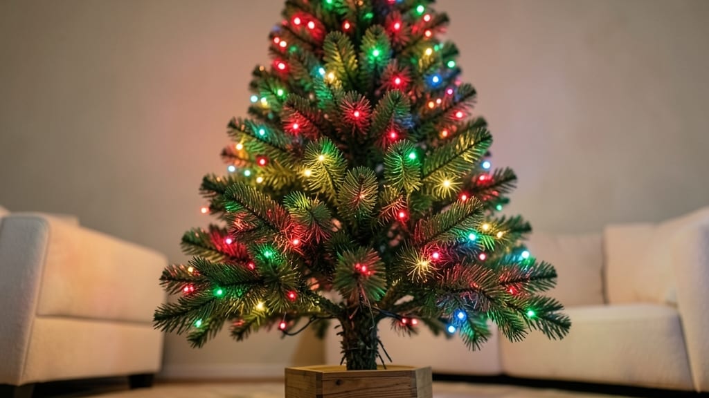 Giant Faux Fir Tree with Multicolor LED Lights
