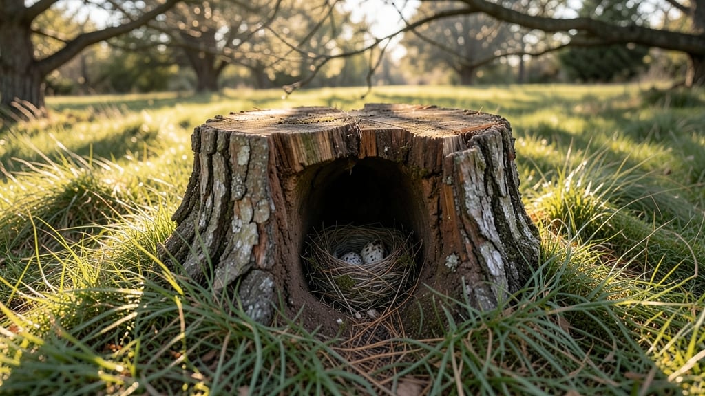 Underground Stump Burrow for Wrens