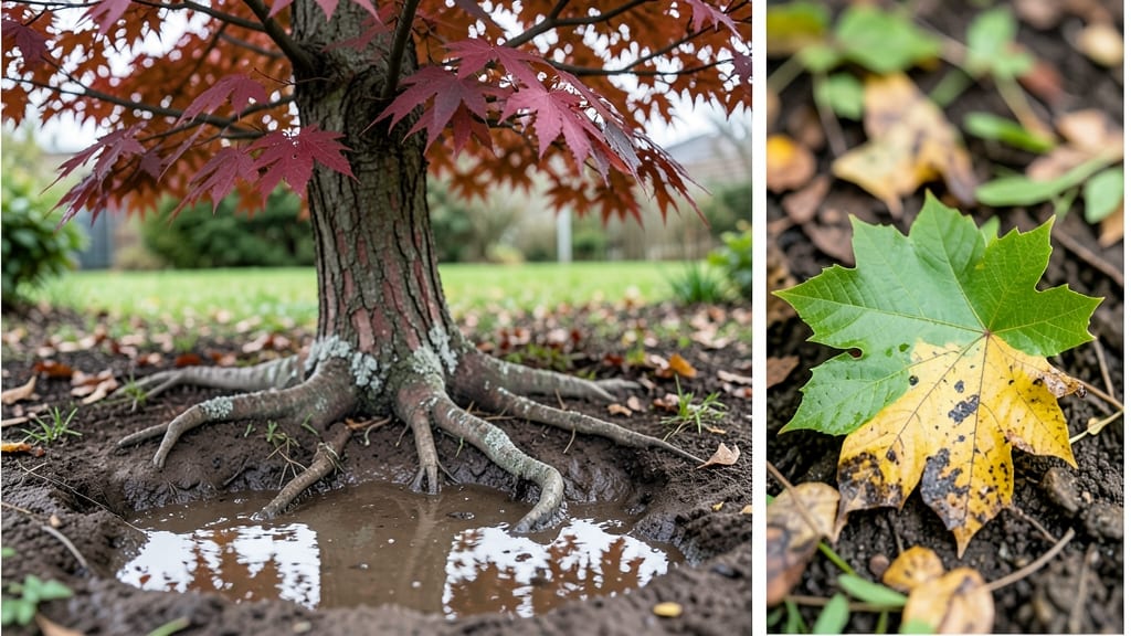 Overwatered Maple Tree Leaves: Root Rot Rescue Through Pruning & Drainage Fixes